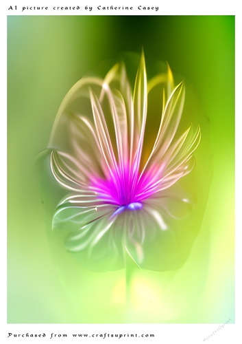 AI (Artificial Intelligence) A4 Beautiful Fantasy Picture of Single Pink Flower