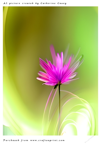 AI (Artificial Intelligence) A4 Beautiful Fantasy Picture of Single Pink Flower
