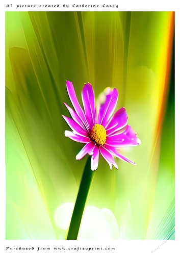 AI (Artificial Intelligence) A4 Beautiful Fantasy Picture of Single Pink Flower