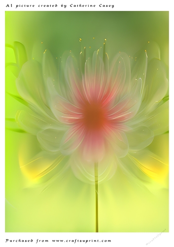 AI (Artificial Intelligence) A4 Beautiful Fantasy Picture of Single Pink Flower