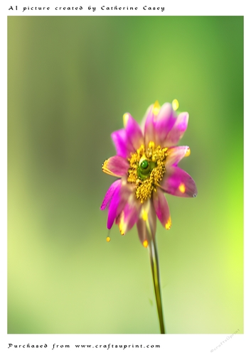 AI (Artificial Intelligence) A4 Beautiful Fantasy Picture of Single Pink Flower