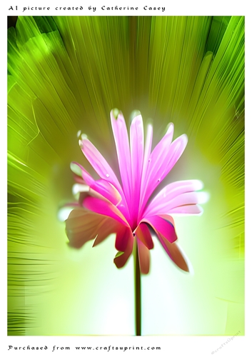 AI (Artificial Intelligence) A4 Beautiful Fantasy Picture of Single Pink Flower