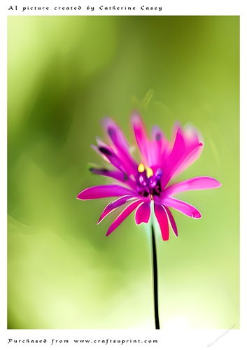 AI (Artificial Intelligence) A4 Beautiful Fantasy Picture of a single Pink Flower
