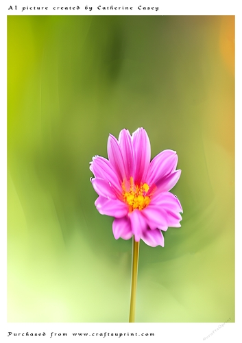AI (Artificial Intelligence) A4 Beautiful Fantasy Picture of a single Pink Flower