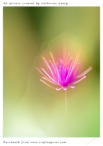 AI (Artificial Intelligence) A4 Beautiful Fantasy Picture of a single Pink Flower