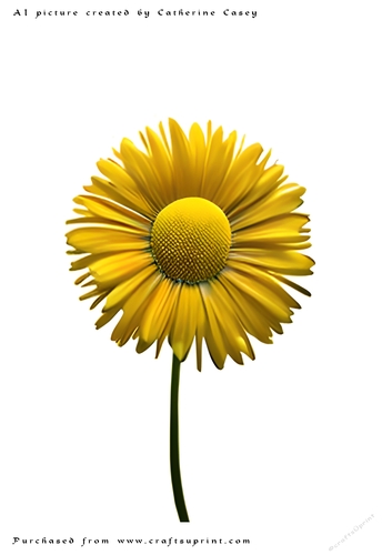 AI (Artificial Intelligence) A4 Beautiful Fantasy Picture of a single Yellow Daisy