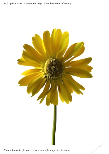 AI (Artificial Intelligence) A4 Beautiful Fantasy Picture of a single Yellow Daisy