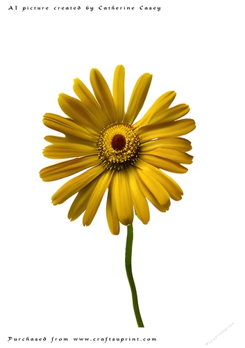 AI (Artificial Intelligence) A4 Beautiful Fantasy Picture of a single Yellow Daisy