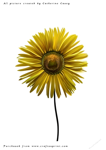 AI (Artificial Intelligence) A4 Beautiful Fantasy Picture of a single Yellow Daisy