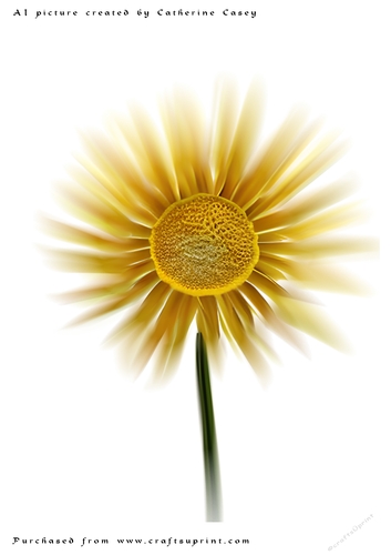 AI (Artificial Intelligence) A4 Beautiful Fantasy Picture of a single Yellow Daisy