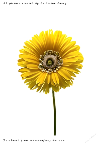 AI (Artificial Intelligence) A4 Beautiful Fantasy Picture of a single Yellow Daisy