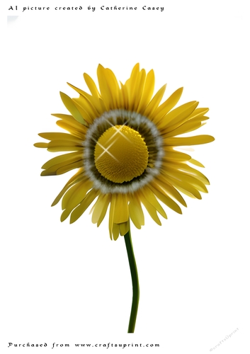 AI (Artificial Intelligence) A4 Beautiful Fantasy Picture of a single Yellow Daisy