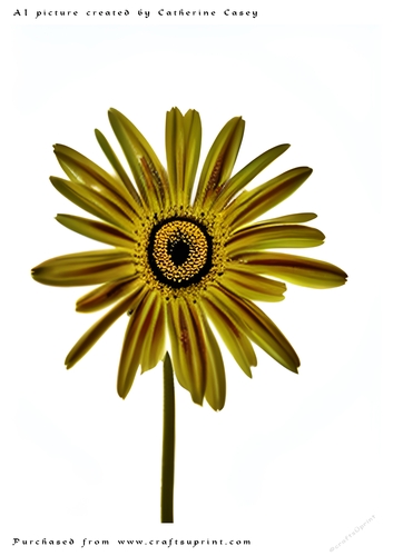 AI (Artificial Intelligence) A4 Beautiful Fantasy Picture of a single Yellow Daisy