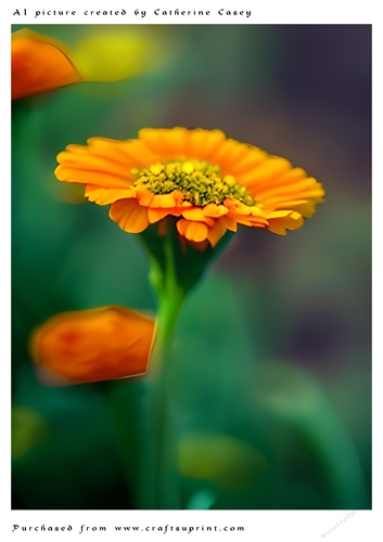 AI (Artificial Intelligence) A4 Beautiful Fantasy Picture of Orange Daisies