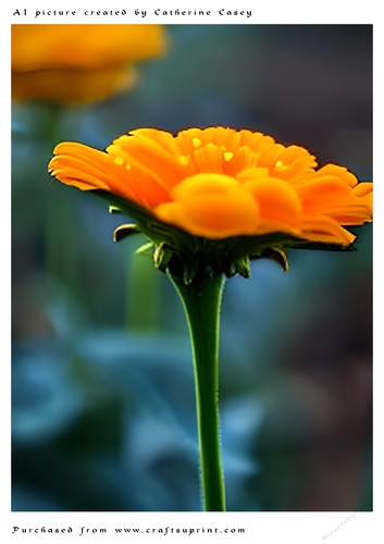 AI (Artificial Intelligence) A4 Beautiful Fantasy Picture of Orange Daisies