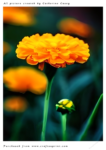 AI (Artificial Intelligence) A4 Beautiful Fantasy Picture of Orange Daisies