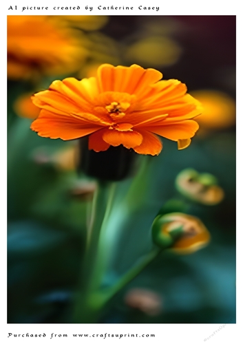 AI (Artificial Intelligence) A4 Beautiful Fantasy Picture of Orange Daisies