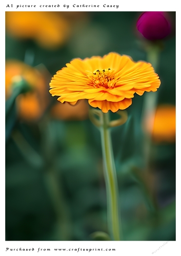 AI (Artificial Intelligence) A4 Beautiful Fantasy Picture of Orange Daisies
