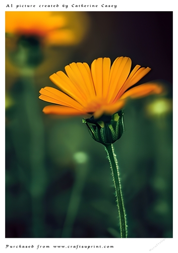 AI (Artificial Intelligence) A4 Beautiful Fantasy Picture of Orange Daisies