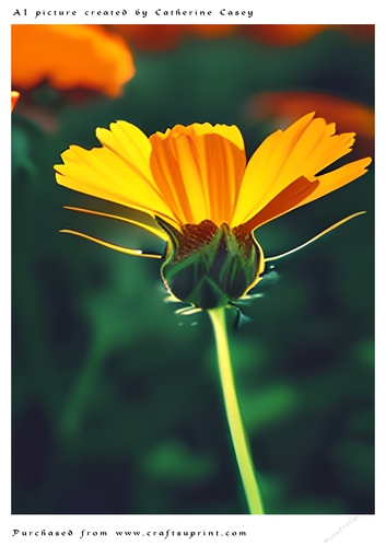 AI (Artificial Intelligence) A4 Beautiful Fantasy Picture of Orange Daisies
