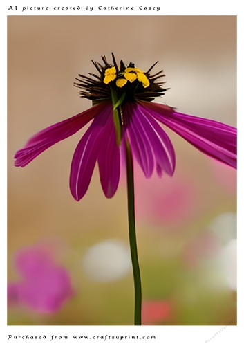 AI (Artificial Intelligence) A4 Beautiful Fantasy Picture of Purple Daisies