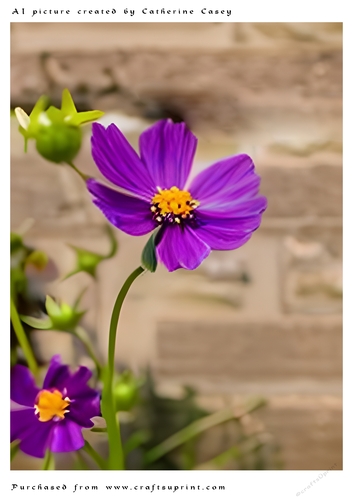 AI (Artificial Intelligence) A4 Beautiful Fantasy Picture of Purple Daisies