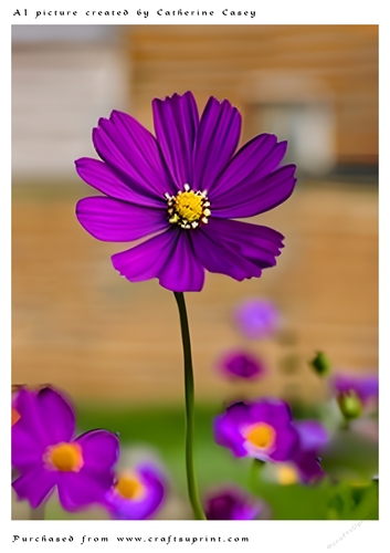 AI (Artificial Intelligence) A4 Beautiful Fantasy Picture of Purple Daisies