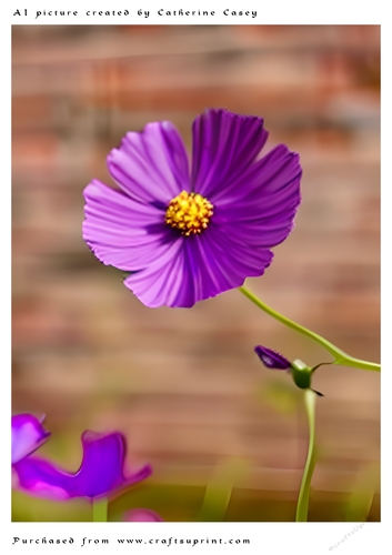 AI (Artificial Intelligence) A4 Beautiful Fantasy Picture of Purple Daisies