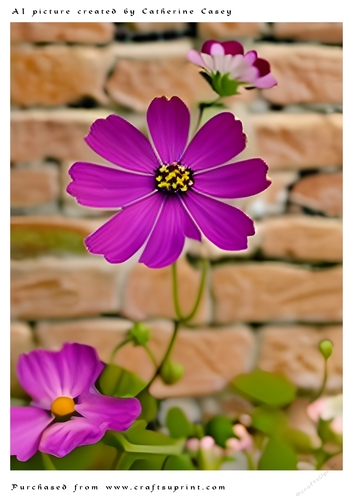 AI (Artificial Intelligence) A4 Beautiful Fantasy Picture of Purple Daisies