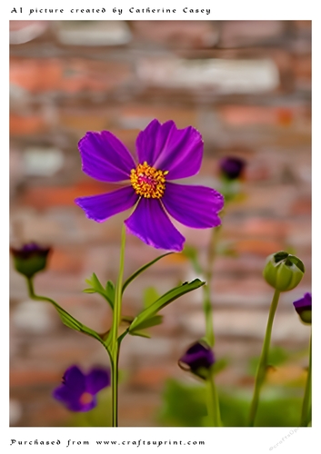 AI (Artificial Intelligence) A4 Beautiful Fantasy Picture of Purple Daisies