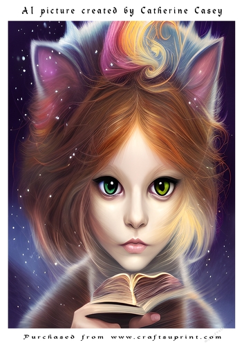 A4 Artificial Intelligence (AI) of a Fantasy Cat Female