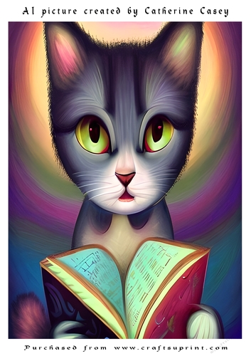 A4 Artificial Intelligence (AI) of a Fantasy Cat Female
