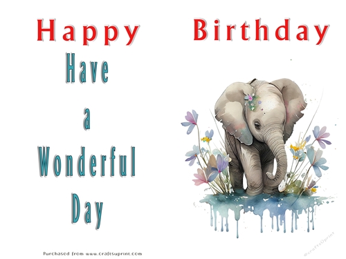 No Cut Just Print Birthday Card - Cute Watercolour Animals or Insects