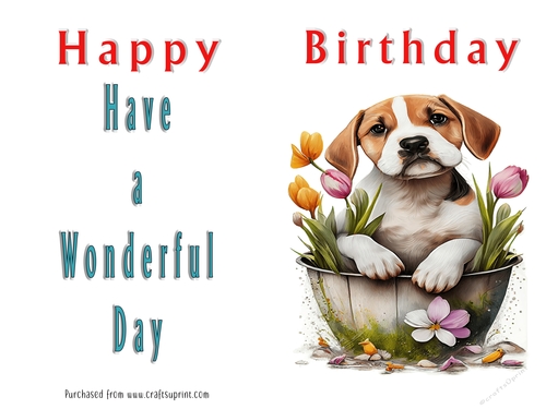 No Cut Just Print Birthday Card - Cute Watercolour Animals or Insects