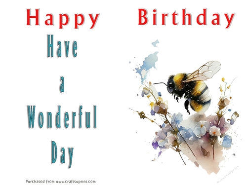 No Cut Just Print Birthday Card - Cute Watercolour Animals or Insects
