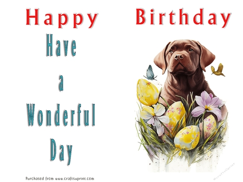 No Cut Just Print Birthday Card - Cute Watercolour Animals or Insects