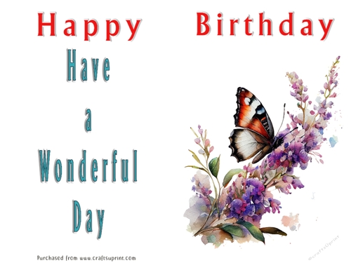 No Cut Just Print Birthday Card - Cute Watercolour Animals or Insects