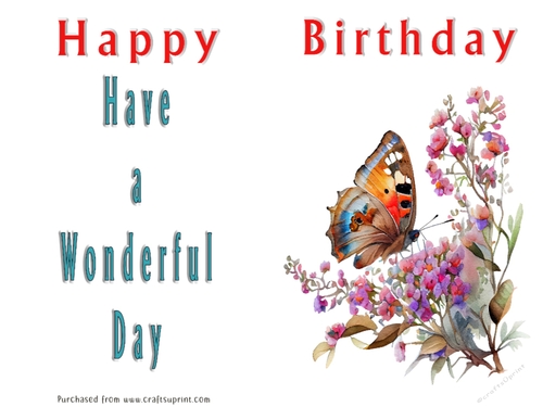 No Cut Just Print Birthday Card - Cute Watercolour Animals or Insects