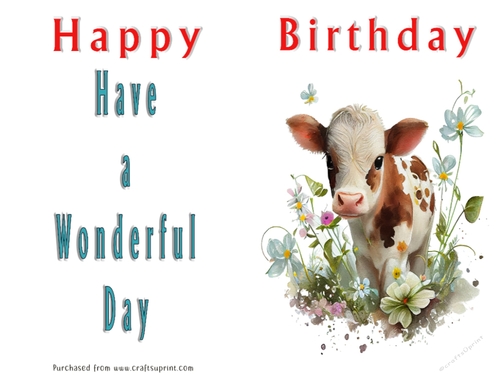 No Cut Just Print Birthday Card - Cute Watercolour Animals or Insects