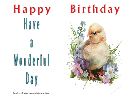 No Cut Just Print Birthday Card - Cute Watercolour Animals or Insects