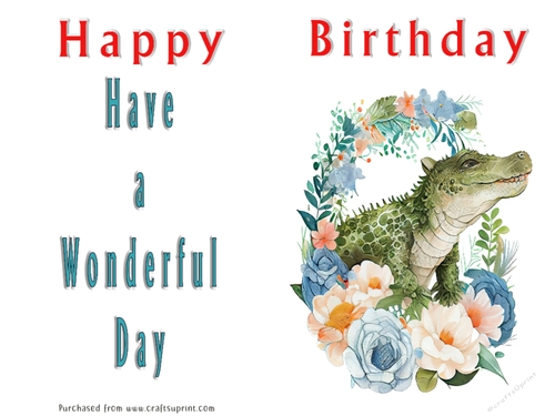 No Cut Just Print Birthday Card - Cute Watercolour Animals or Insects