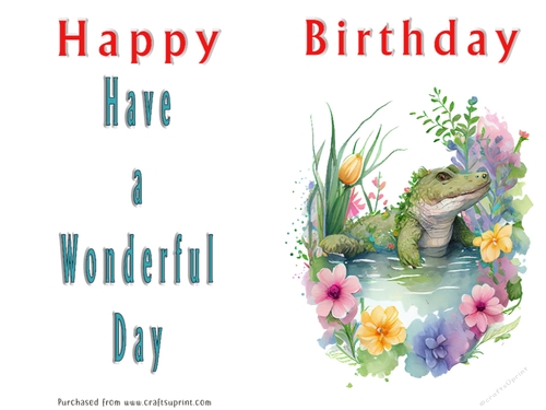 No Cut Just Print Birthday Card - Cute Watercolour Animals or Insects