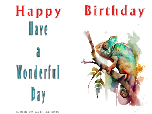 No Cut Just Print Birthday Card - Cute Watercolour Animals or Insects