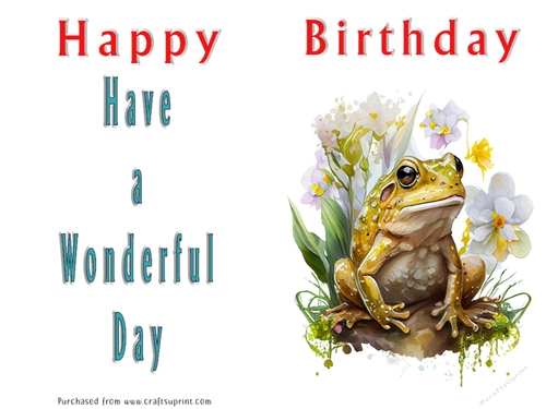 No Cut Just Print Birthday Card - Cute Watercolour Animals or Insects