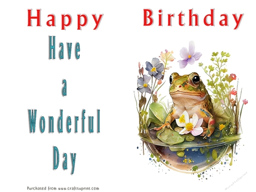 No Cut Just Print Birthday Card - Cute Watercolour Animals or Insects