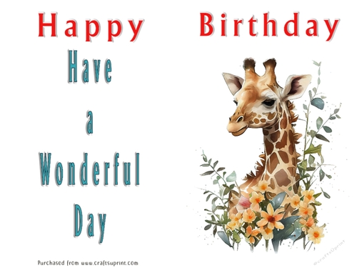 No Cut Just Print Birthday Card - Cute Watercolour Animals or Insects