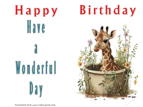 No Cut Just Print Birthday Card - Cute Watercolour Animals or Insects