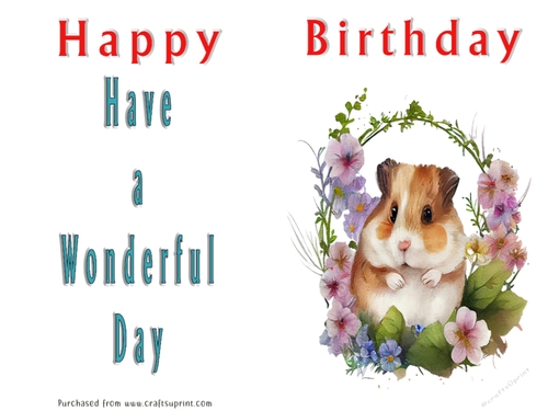 No Cut Just Print Birthday Card - Cute Watercolour Animals or Insects