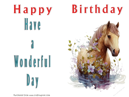 No Cut Just Print Birthday Card - Cute Watercolour Animals or Insects