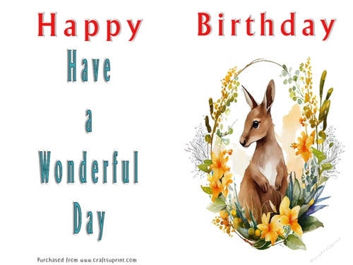 No Cut Just Print Birthday Card - Cute Watercolour Animals or Insects